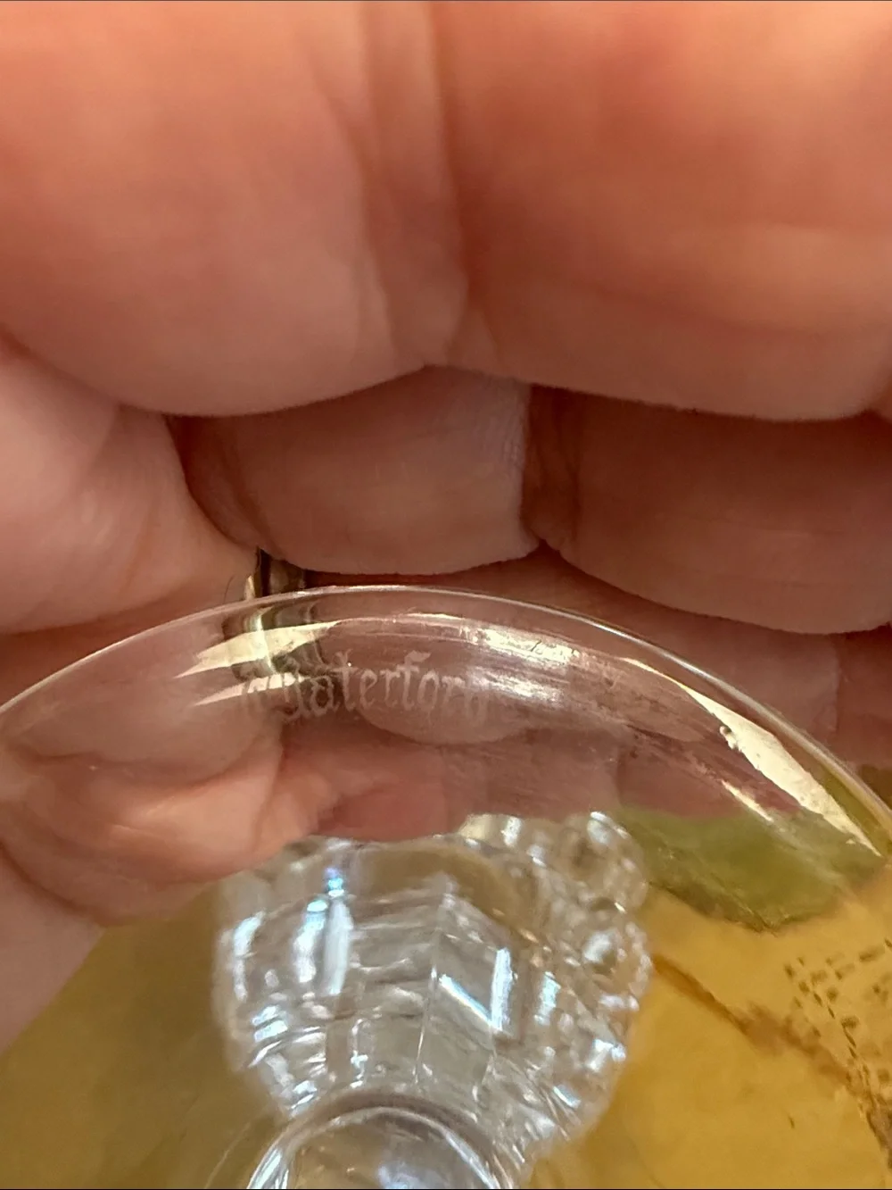 Waterford Clear Cut Crystal Wine Glass - Diamond Pattern